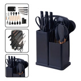 Kit Conjunto De 19 Peças Utensílios Cozinha Silicone Tabua F