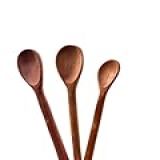 Kit Conjunto De 3 Colheres De Madeira Para Cozinha- Tamanhos Variados 26-32-36cm- Tom Natural- Madeira Maciça