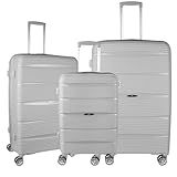 Kit Conjunto De 3 Malas De Polipropileno Para Viagem Rodas Dupla 360- P M G -Prata-