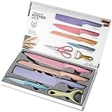 Kit Conjunto De Facas Profissional Coloridas Com 6 Peças De Aço Inox Carbono