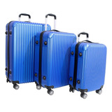 Kit Conjunto De Malas De Viagem P m g Em Abs Cor Azul