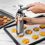 KIT CONJUNTO DE MAQUINA DE BISCOITOS DECORAÇÃO BOLACHA E COOKIES EM ALUMINIO BISCOITEIRA COM 20 DISCOS MOLDES E 4 BICOS PARA BOLOS CONFEITAR CULINARIA COMPLETA