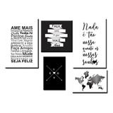 Kit Conjunto De Quadros Minimalista Com Frases Moderno