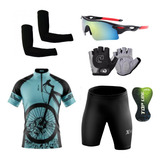 Kit Conjunto De Roupas Ciclismo C Óculos luvas manguitos