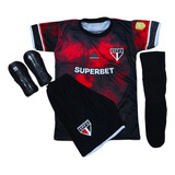 Kit Conjunto Do São Paulo Infantil Meião E Caneleira