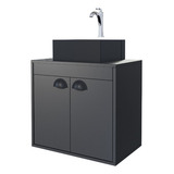 Kit Conjunto Gabinete Banheiro Mdf Pia Cuba Pompeia Riverzza Cor Da Pia Branco Cor Do Móvel Preto Quantidade De Furos Para Torneira Um Furo