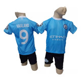 Kit Conjunto Infantil Do Manchester City Azul Do 06 Ao 14 