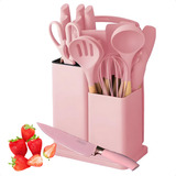 Kit Conjunto Jogo 19 Utensílios Cozinha Silicone Facas Tábua