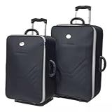 KIT CONJUNTO JOGO 2 MALAS VIAGEM VILLAGE MÉDIA E GRANDE Cor Preto