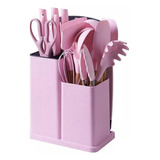 Kit Conjunto Jogo Cozinha 19 Peças Silicone madeira
