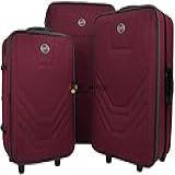 Kit Conjunto Jogo Malas Viagem Village Grande Média Pequena Cor Vermelho Escuro
