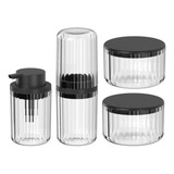 Kit Conjunto Lavabo 4 Pçs Porta Escovas Dispenser P Algodao