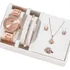 Kit Conjunto Luxo Relógio Corrente Anel Colar Brinco Ouro
