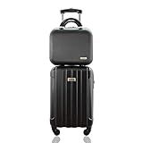 Kit Conjunto Mala De Bordo 10kg Viagem Rodas 360 Cadeado Segredo Mais Frasqueira Rígida ABS Gladiador A1 Preto