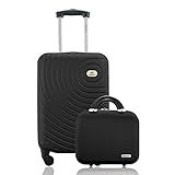 Kit Conjunto Mala De Bordo Viagem 10kg Rodas 360 Cadeado Segredo Mais Frasqueira Rígida ABS Gladiador A7MB Preto