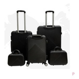 Kit Conjunto Malas De Viagem 5 Peças G M P Com 2 Frasqueiras