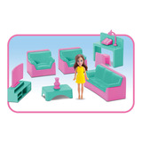 Kit Conjunto Mini Sala Infantil Com Boneca Judy Home 7 Peças