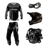 Kit Conjunto Motocross Calça + Camisa + Capacete 5 Itens