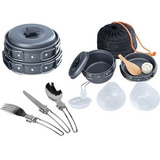 Kit Conjunto Panela Camping 8 Peças Talheres
