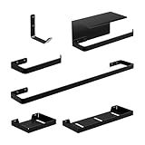 Kit Conjunto Para Banheiro Lux Preto 7 Peças