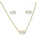Kit Conjunto Ponto De Luz Zircônia Colar E Brinco Folheado A Ouro 18k