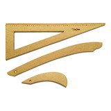 Kit Conjunto Réguas Para Costura Modelagem Com 3 Peças Mdf