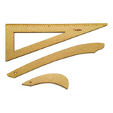 Kit Conjunto Réguas Para Costura Modelagem Com 3 Peças Mdf