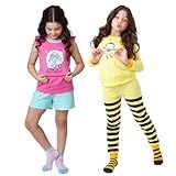 Kit Conjunto Roupa Infantil De Dormir Pijama Para Meninos Ou Meninas 1 Inverno Meia Estação 1 Verão 100 Algodão Malha Macia BR Idade 2 Anos Regular Abelha Amarelo Ovelhinha Regata 