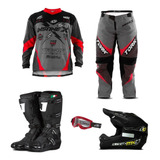 Kit Conjunto Roupa Motocross Trilha Pro Tork 5 Itens C Bota