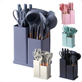 Kit Conjunto Utensílios Silicone Facas Tabua De Cortar 19pç