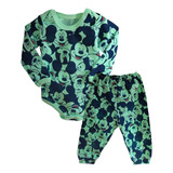 Kit Conjuntos 10 Pç 5 Body 5 Calça Estampado Pijama Bebê