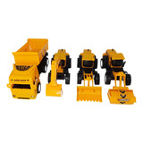 Kit Construtor Super Truck Fricção 04 Pcs Trator Escavadeira