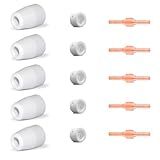 Kit Consumíveis Tocha Corte Plasma Pt31 5 Un Eletrodo Longo 5 Un Anel Difusor Cerâmico 5 Un Bocal Cerâmico 