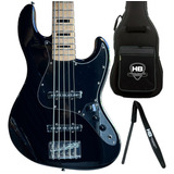 Kit Contra Baixo Tagima Jazz Bass Tjb5 Preto Capa E Correia