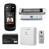 Kit Controle De Acesso Idface Fechadura Eletroímã Botoeira