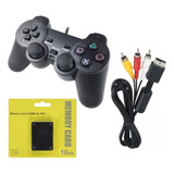 Kit Controle Manete Para Ps2 Play 2 Memory Card 16mb Cabo Av