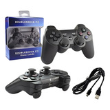 Kit Controle Ps3 Compatível Preto Cabo Carregador