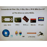 Kit Conversão 03 Fitas De Vídeo P Arq Mp4 Pen Drive Ou Dvd