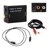 Kit Conversor Áudio Digital P Analógico Cabos Óptico Rca P2