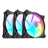 Kit Cooler Fan 3 Em 1 Gamer Rgb Hyrax Preto 120mm