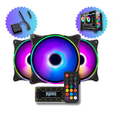 Kit Cooler Fan Argb Controladora Gamer 120mm Silencioso 12v