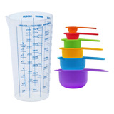 Kit Copo Medidor E 6 Colheres De Medidas Cozinhas Bolos