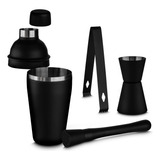 Kit Coqueteleira Aço Inox C Garrafa Socador Dosador Pinça