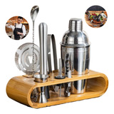 Kit Coqueteleira Completo Barman Caipirinha Inox Drink Bambu