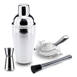 Kit Coqueteleira Dosador E Coador E Socador Aço Inox Weck