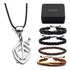 Kit Cordão Pingente Fé Prata J-1506 Combo Pulseiras Couro