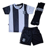 Kit Corinthians Uniforme Jogo Infantil Listrado Ii Oficial