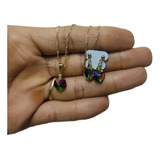 Kit Corrente brinco Zircônia Banho Ouro18k Oferta Mes