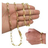 Kit Corrente Cordão Mais Pulseira Cubinho 5mm Moeda Antiga