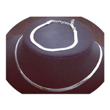 Kit Corrente E Pulseira Laminada Choker Folheado Prata 925